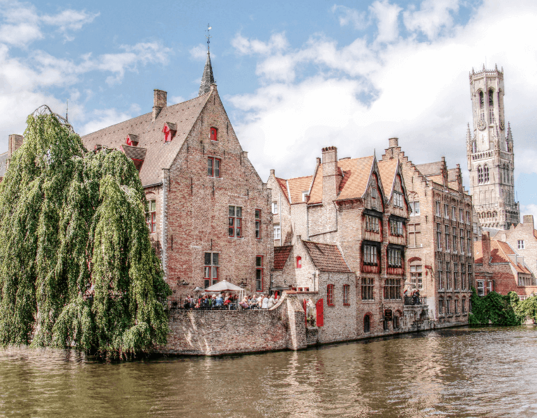 A scenic view of the historic city of Bruges, Belgium