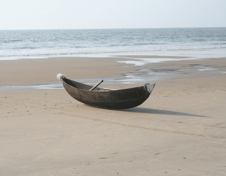 a traditional wooden fishing boat