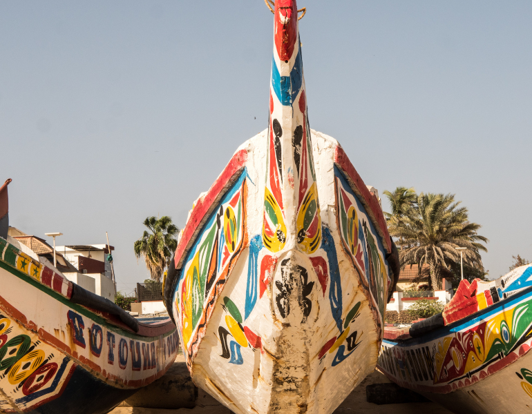 brightly painted fishing boats